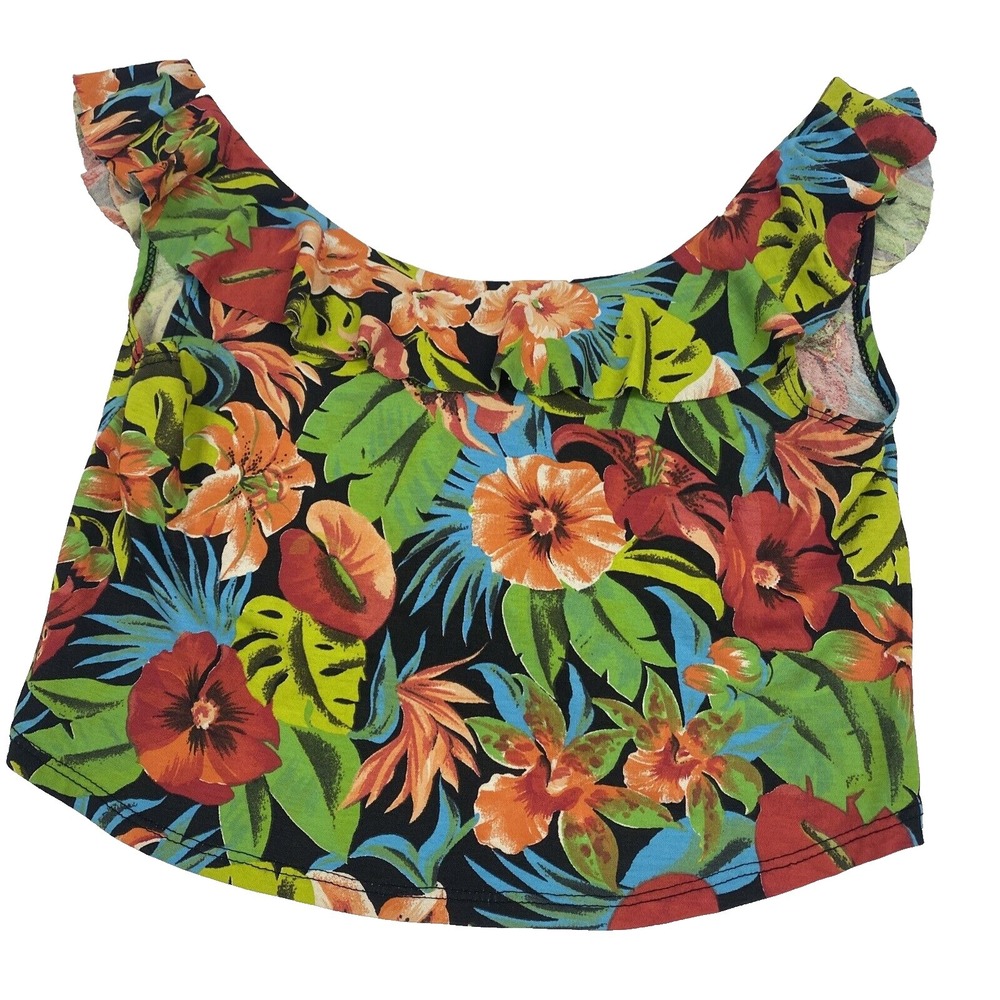 New Bluette Womens XS crop Top Floral sleeveless Made in Italy beach island vaca